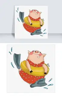 插画手绘开心去游泳的卡通小猪图片素材psb格式下载动漫人物大全
