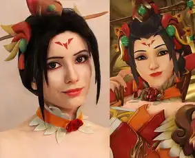 比本体还美国外小姐姐晒守望先锋朱雀皮肤cos
