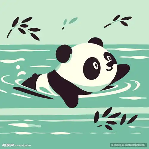 可爱游泳熊猫卡通设计图logo设计
